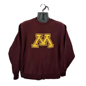 Vtg Champion Reverse Weave Minnesota Crewneck Sweatshirt Maroon Size Large